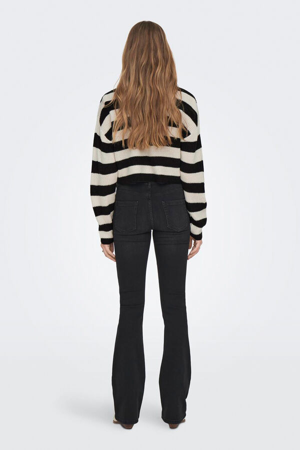 Only Jersey cropped de manga larga negro