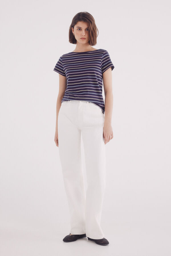 Springfield Camiseta semi entallada cuello barco azul