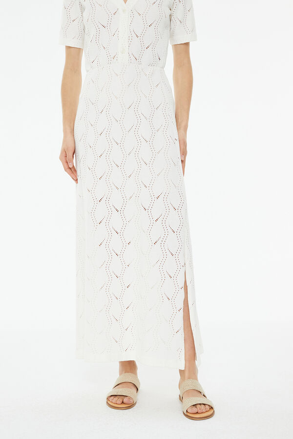 System Action Saia vazada com detalhe de abertura lateral bege