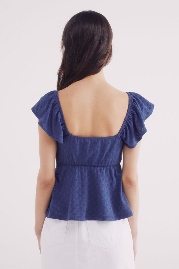 Springfield Top com decote em la&ccedil;o bordado su&iacute;&ccedil;o estampado