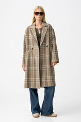 Tiffosi Abrigo Largo con Estampado de Cuadros blanco