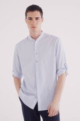 Springfield Camisa mao 3/4 seersucker rayas azul