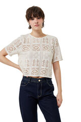 Koton T-shirt curta de crochet castanho