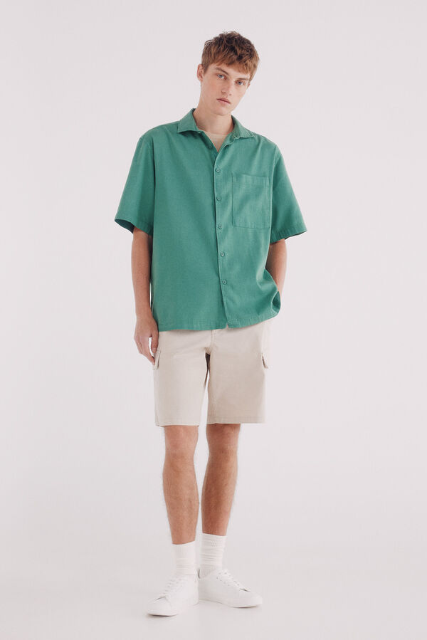 Springfield Camisa de manga curta Tencel verde