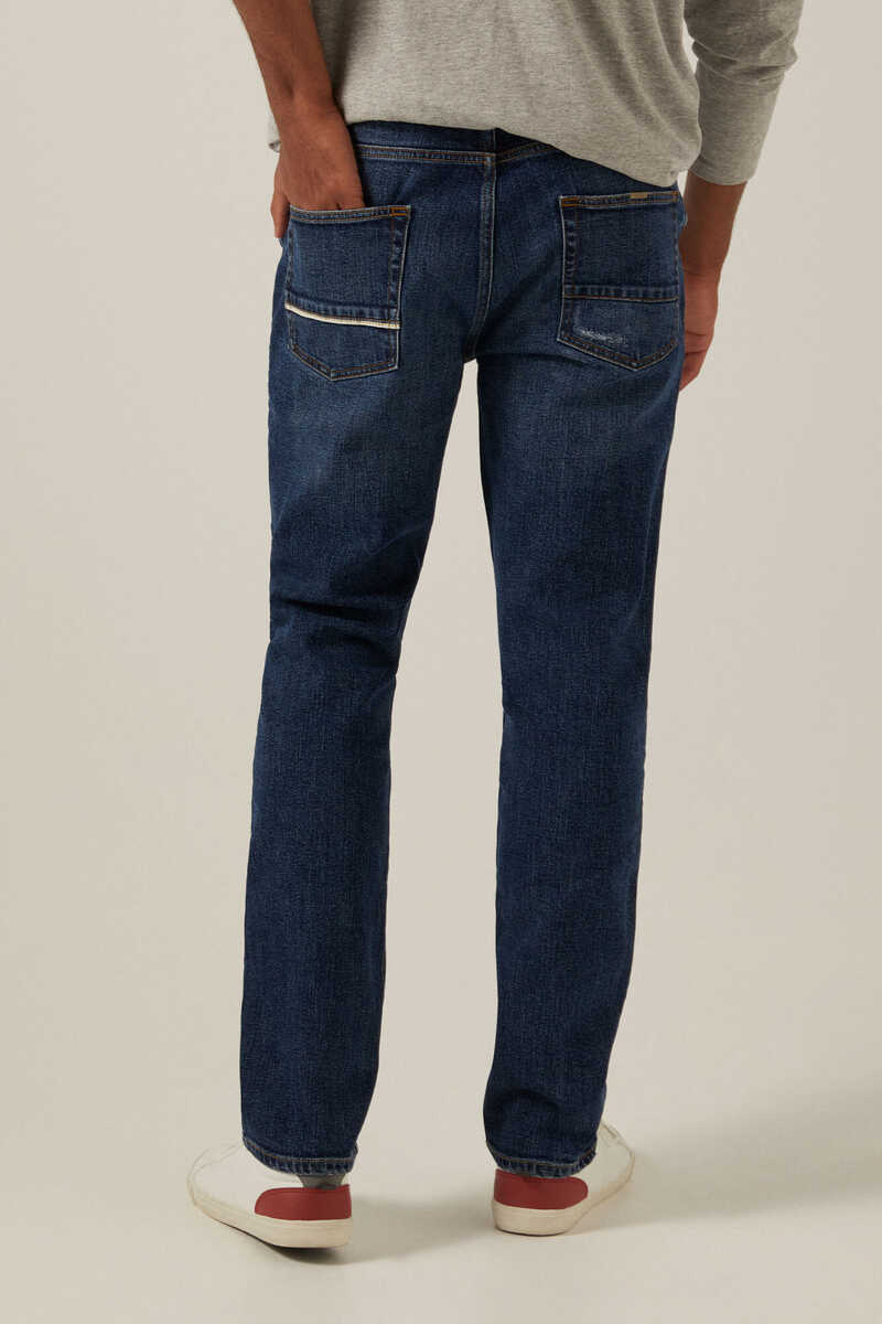 Springfield Jeans slim lavado medio oscuro con rotos azul medio
