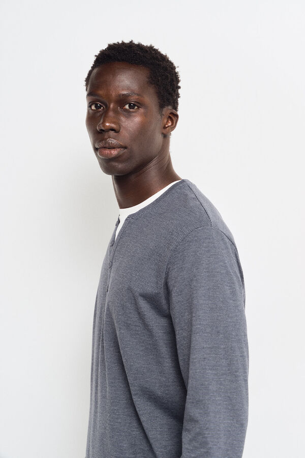 Springfield Camiseta riscas de manga comprida com gola padeiro azul