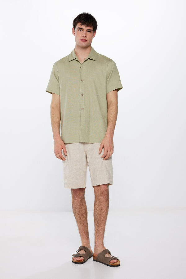 Springfield Camisa manga curta r&uacute;stica bege