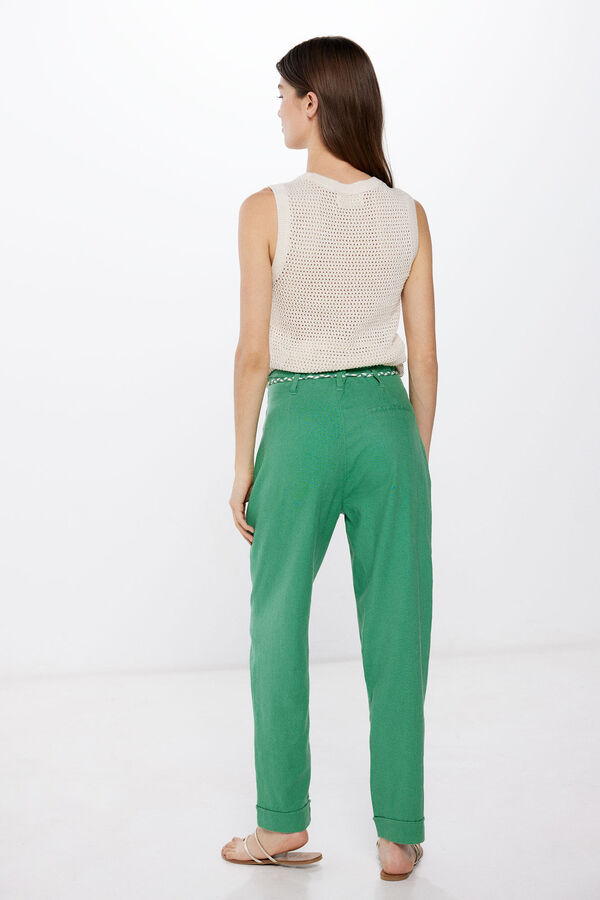 Springfield Cal&ccedil;as Linho Cinto Bicolor bege