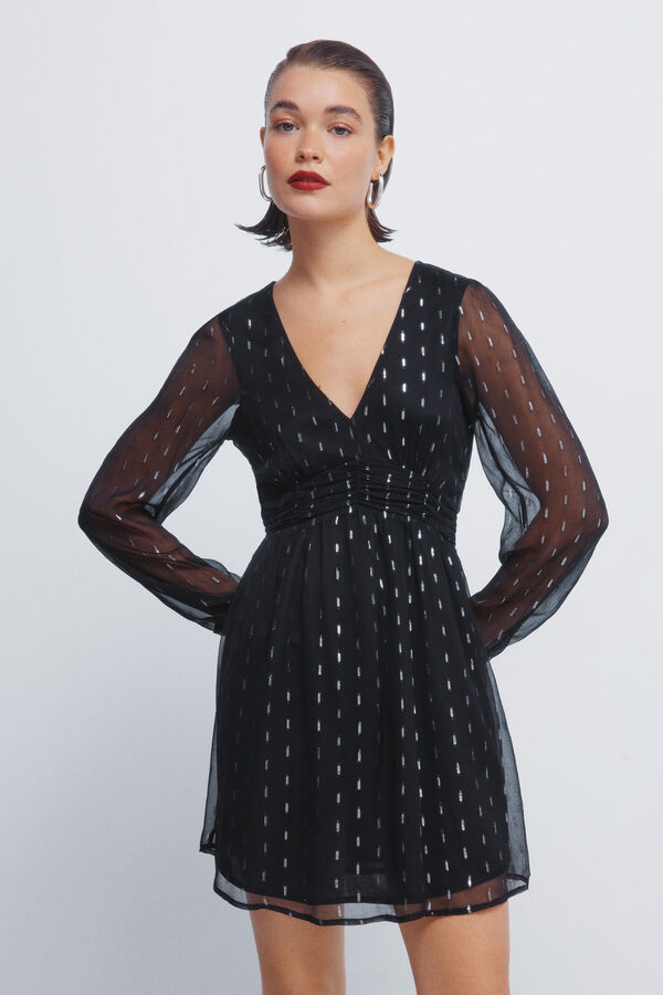 Springfield Vestido corto detalles lurex negro