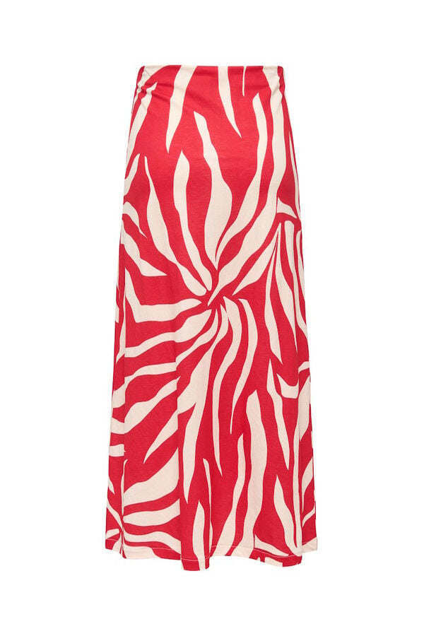 Only Saia comprida estampada vermelho