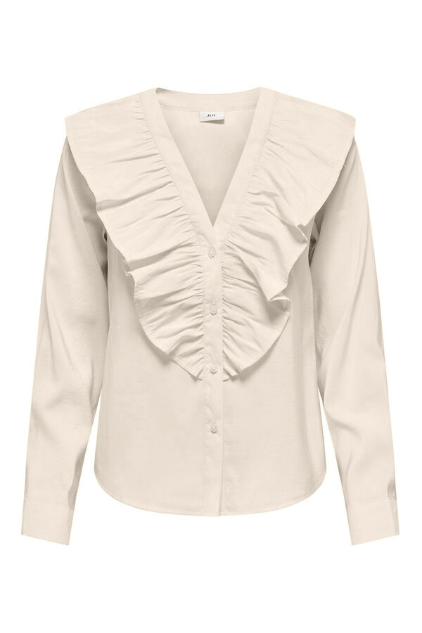 JDY Camisa manga larga volante gris