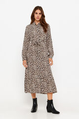 Only vestido de camisa curta castanho