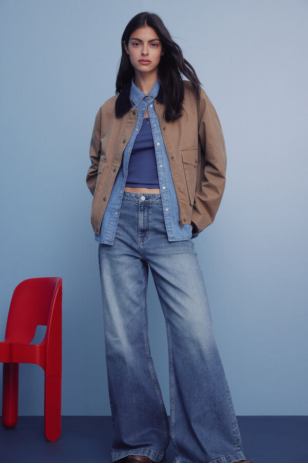 Springfield Cal&ccedil;a jeans super larga e confort&aacute;vel azul