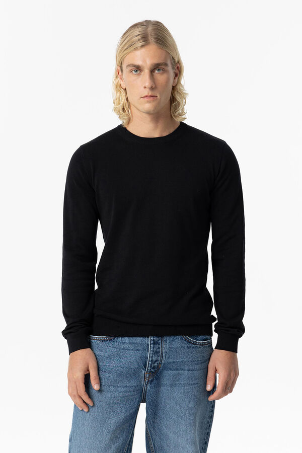 Tiffosi Camisola b&aacute;sico de malha preto