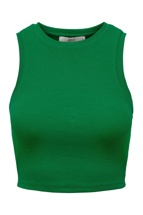 Only Top canelado gola halter verde