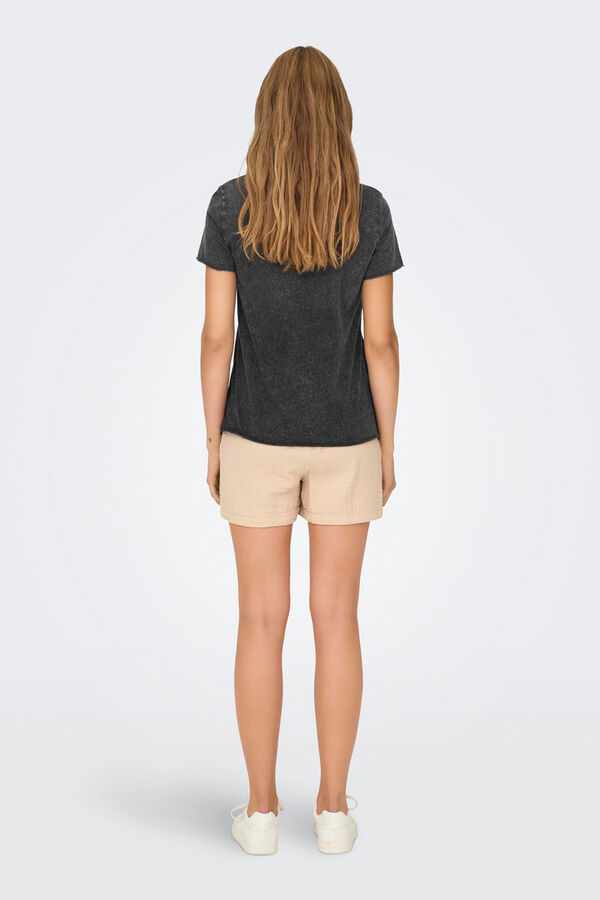 Only Camiseta com letras cinzento