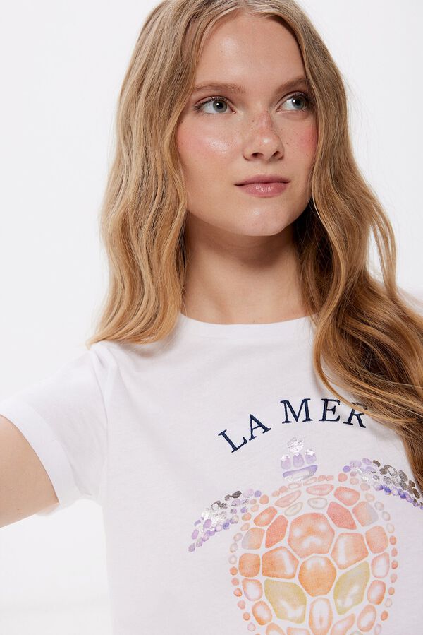 Springfield Camiseta Gr&aacute;fica Marina beige