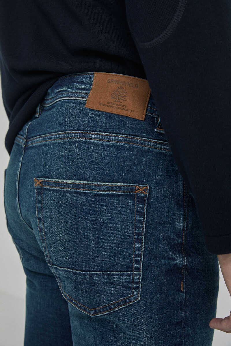 Springfield Jeans slim lavado medio oscuro turquesa