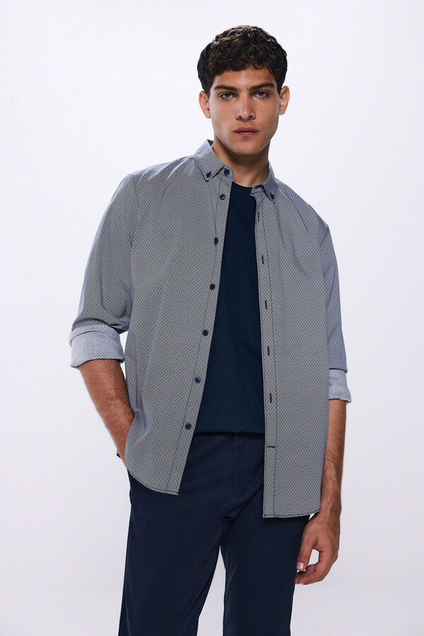 Springfield Camisa vestir popelín azul