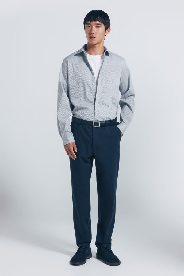 Springfield Camisa popel&iacute;n micro estampado blanco
