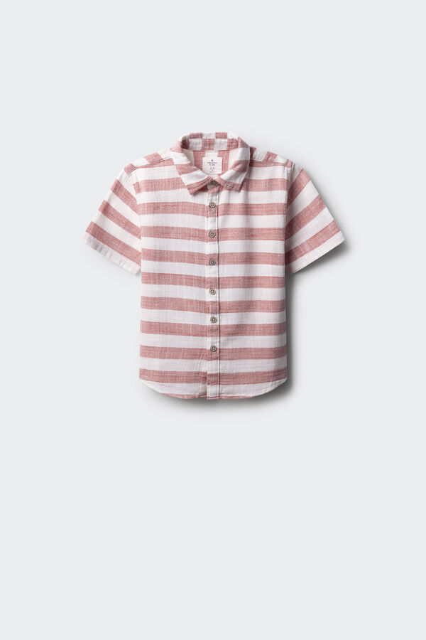 Springfield Kids Camisa listrada de riscas manga curta para menino borgonha