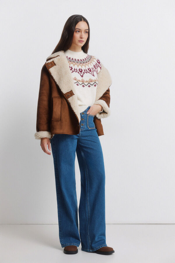 Springfield Camisola jacquard boho castanho