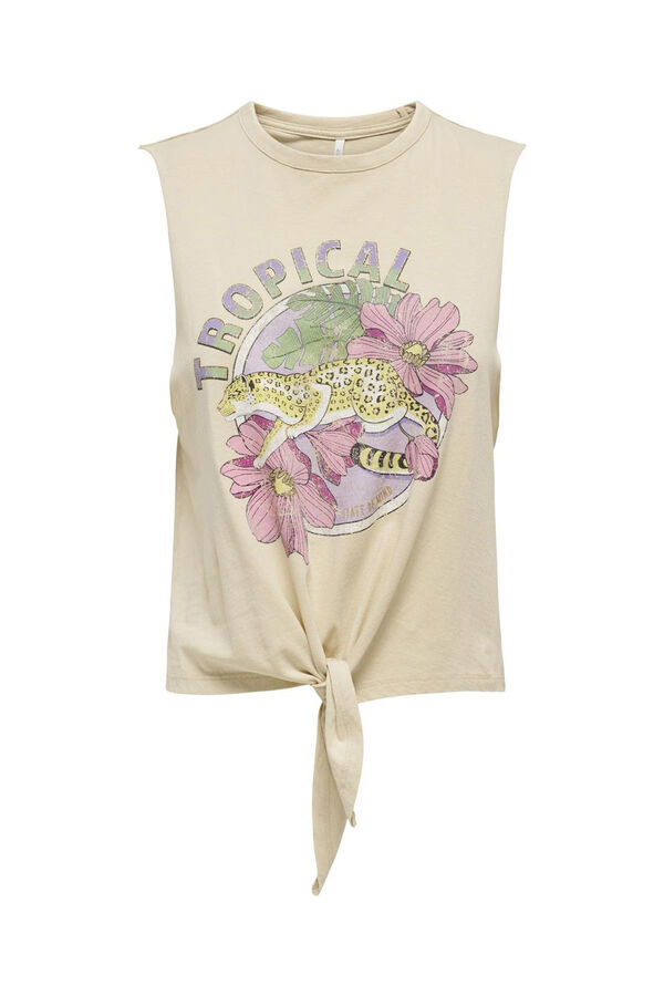 Only T-shirt sem mangas n&oacute; bege