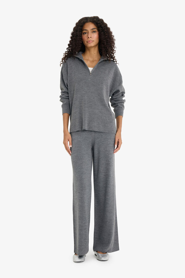 DeFacto Jersey con media cremallera gris