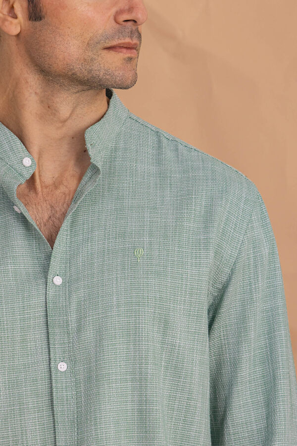 Celopman Camisa estruturada com gola Mao verde