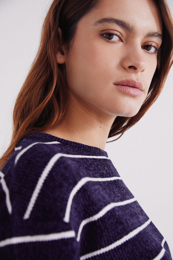 Springfield Camiseta combinada em chenille azul