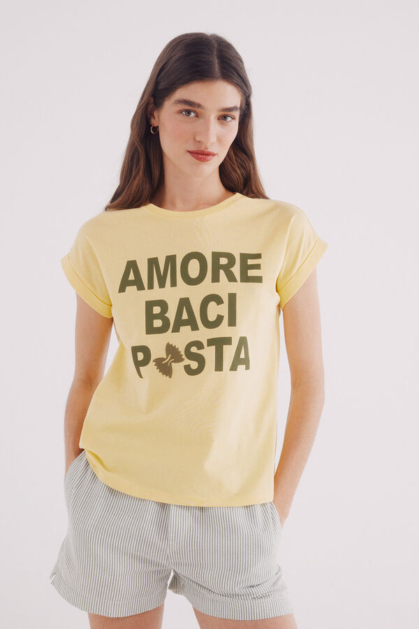 Springfield Camiseta"Amore baci pasta" amarillo