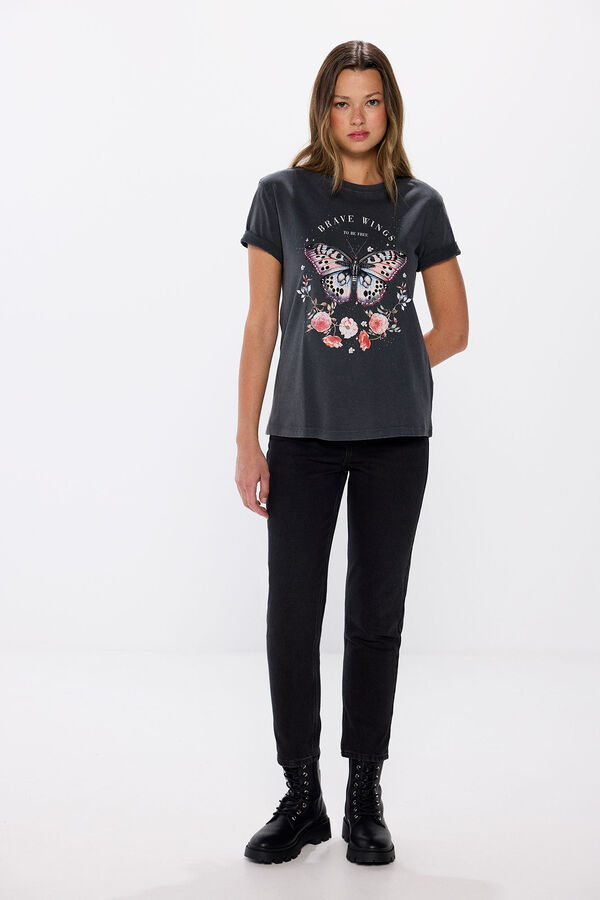 Springfield Camiseta gr&aacute;fica algod&oacute;n gris