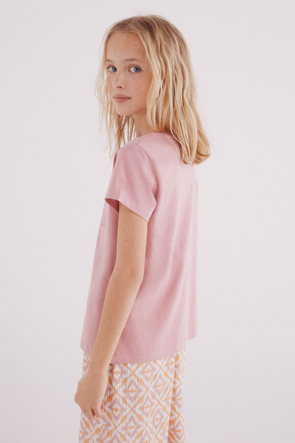 Springfield Kids Camiseta feminina hibisco rosa