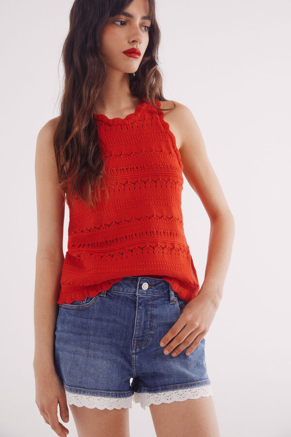 Springfield Shorts jeans de renda azul