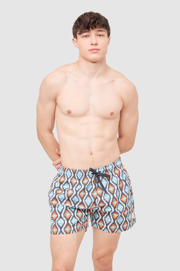 Inside Ba&ntilde;ador Estampado Geometrico naranja