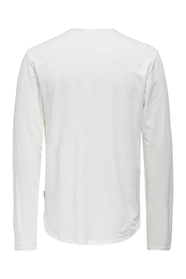 Only & Sons Camiseta manga larga de hombre long line fit. blanco