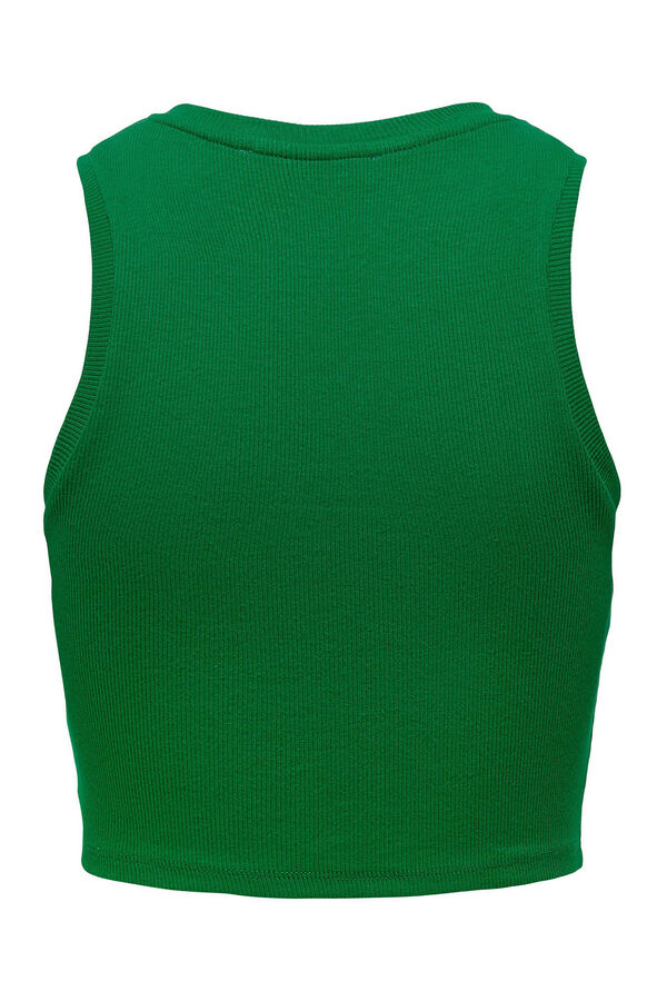 Only Top canelado gola halter verde