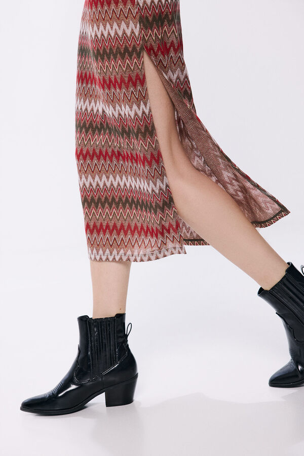 Springfield Vestido midi com bordas em zigue-zague azul