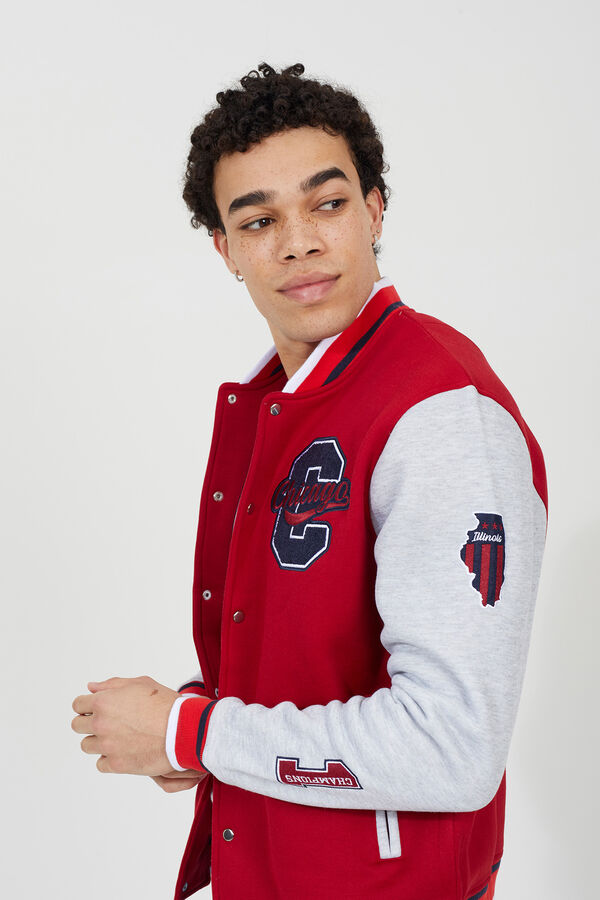 Brave Soul Jaqueta de beisebol com bordado vermelho