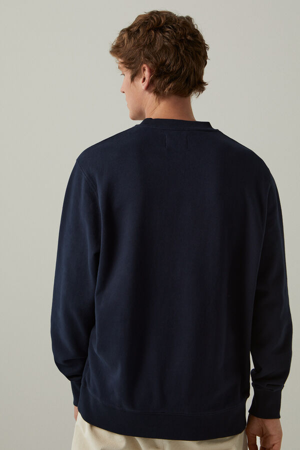 Springfield Sweatshirt de gola redonda de algodão com remendo Reckless. azul