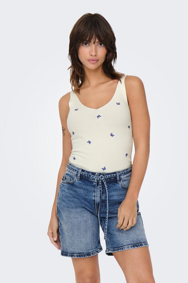 JDY malha de al&ccedil;as branco