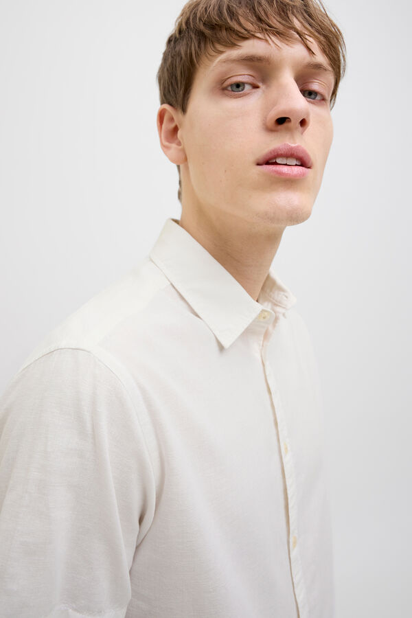 JJ REBEL Camisa comfort fit lino blanco