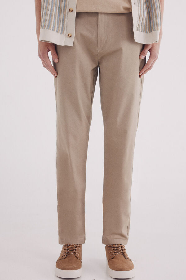 Springfield Pantal&oacute;n chino microestampado slim fit nude