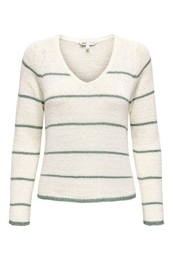 Only Jersey de cuello de pico blanco