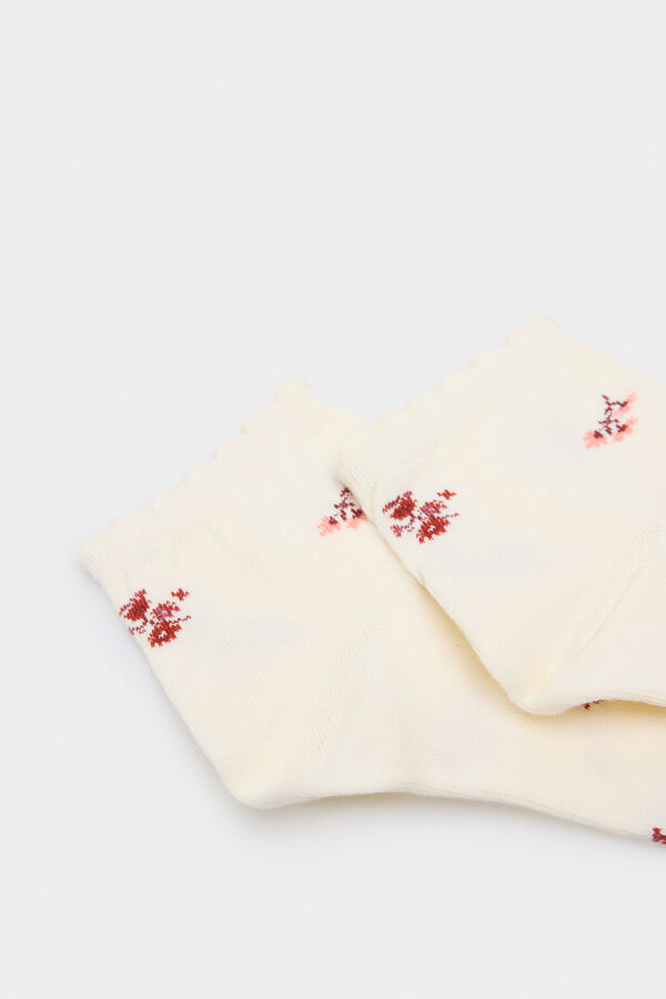 Springfield Meia soquete curta motivo floral bege