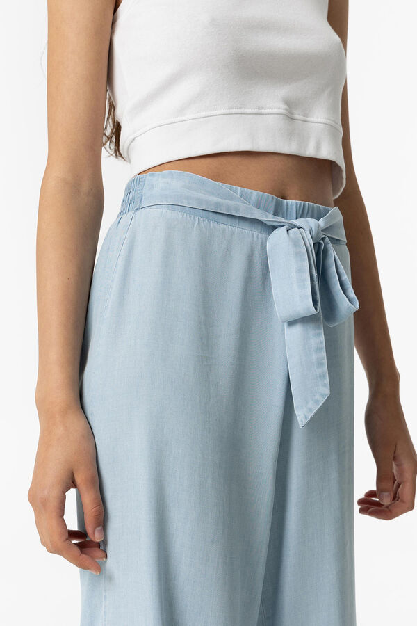 Tiffosi Pantal&oacute;n Culotte Wide Leg Lyocell con Lazo azul
