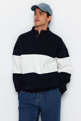Trendyol Sudadera polar con cuello alto azul