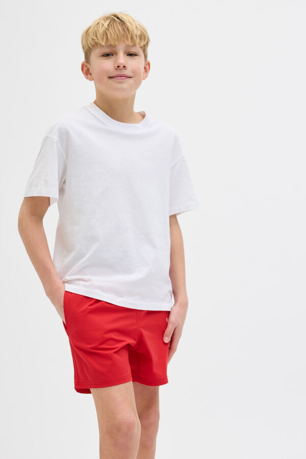 Jack & Jones Junior Shorts de banho com estampado de logo vermelho