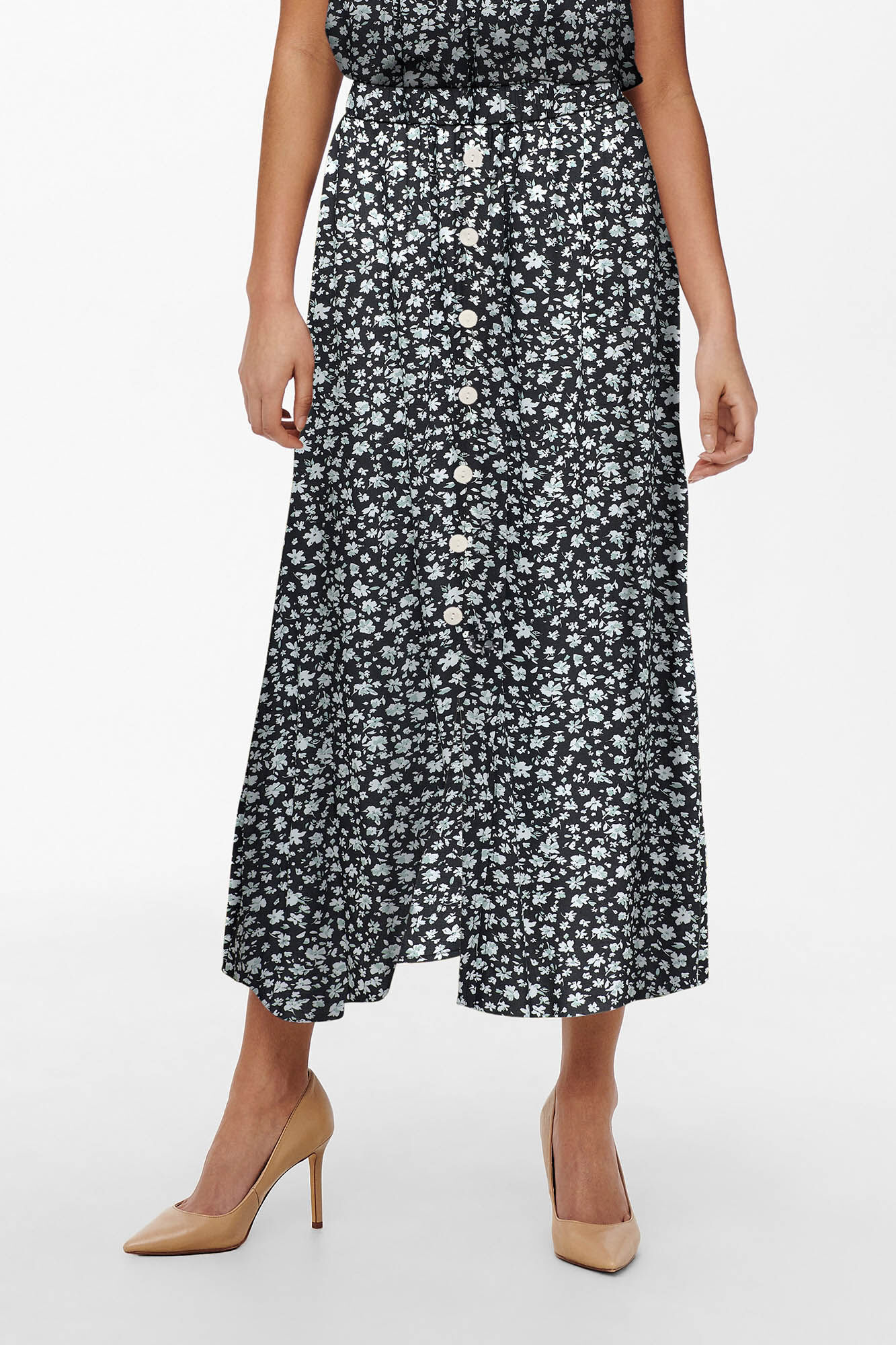Only Falda midi botones frontales