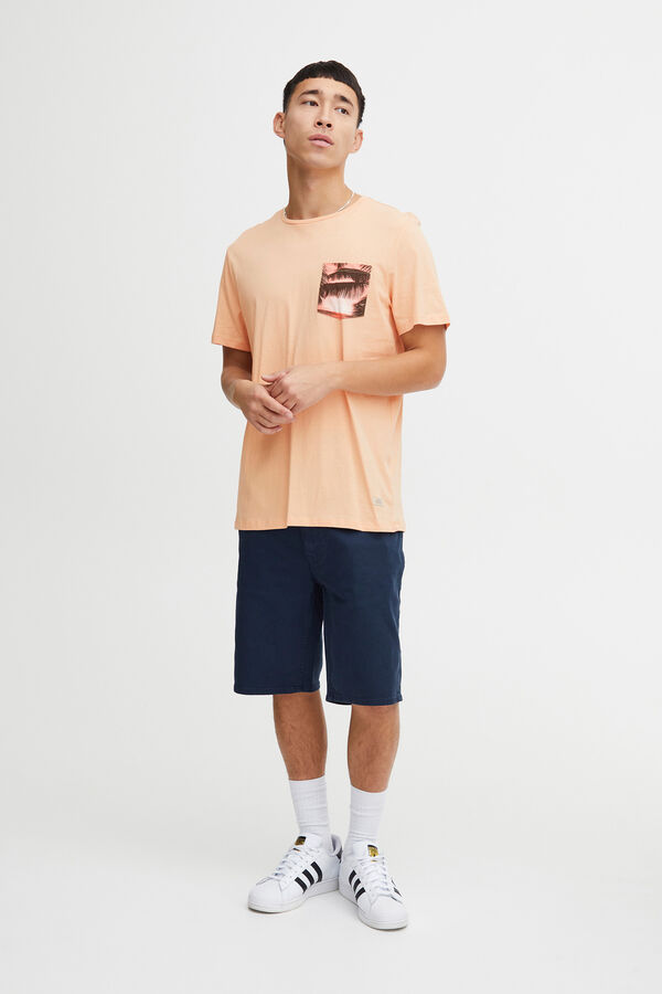 Blend T-shirt Manga Curta - Bolso Estampado rosa